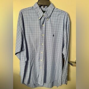 Ralph Lauren Light Blue Plaid Button Down Shirt-Large